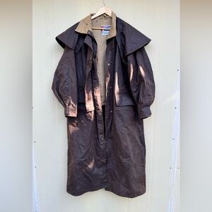 VTG Koolah Australian Bush work Coat Oilskin Canvas Duster Drover Size L/G Mens